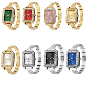 Đồng hồ mô-đun kim cương vuông thời trang bằng thép không gỉ Phong cách nam nữ Đồng hồ thạch anh phù hợp Học tập đơn giản NOV5