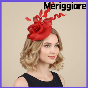 Mũ Fascinator MERIGGIARE, Phụ kiện thanh lịch Mũ đội đầu lưới hoa, Trang trí tóc có thể điều chỉnh sành điệu Kẹp tóc cô dâu Tiệc Cocktail