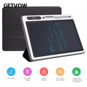 Bảng vẽ GETVOW, Máy tính bảng viết LCD tay áo bằng da, Bảo vệ toàn diện khỏi tay áo Đèn màu đen nhẹ Bảng điện tử văn phòng Ghi chú