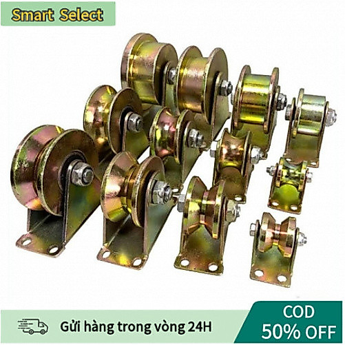 【COD】Bộ Ròng Rọc Bánh Xe Cửa Cổng Trượt – Con Lăn Chữ U/V, Thép Mạ Màu, Phụ Kiện Phần Cứng Cửa Trượt Đa Năng