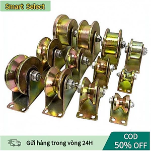 【COD】Bộ Ròng Rọc Bánh Xe Cửa Cổng Trượt – Con Lăn Chữ U/V, Thép Mạ Màu, Phụ Kiện Phần Cứng Cửa Trượt Đa Năng