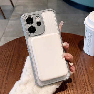 Ốp Điện Thoại Từ Tính Chống Trơn Trượt Cho Oppo Reno 15 14 13 12F Pro Max Plus 5G 4G V50 A60 A40M A3X A5 Pro F27 Họa Tiết Sọc Dọc Giáp Cứng Bốn Mặt Chống Rơi Thời Trang Mờ