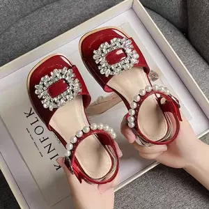 Giày công chúa kim cương giả thời trang cao gót phong cách mới dành cho trẻ em mùa hè