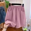 Quần short cotton cạp cao mùa hè phong cách mới quần ống rộng thông thường năm phần tư quần