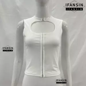 Áo bể không tay IFASIN, Áo bể cắt ngực Y2K, Áo dạo phố màu trơn cổ điển hợp thời trang Váy dạo phố có dây buộc Top Club Night