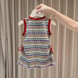 Váy Vest 73-150 cho bé gái Hoạt hình mùa hè Nơ Váy in họa tiết da báo phong cách phương Tây
