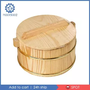 Xô cơm hấp bằng gỗ bền có nắp đậy cho món khai vị nhà hàng tại nhà 18cmx18cmx12cm