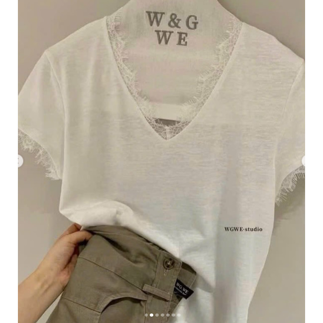 ÁO THUN VIỀN REN CỔ TIM WGWE W9873 FREESIZE