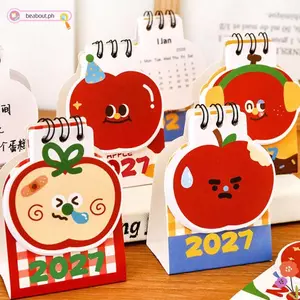 BEABOUT 2027 Lịch Để Bàn, Cuộn Dây Ràng Buộc Lịch Đứng Mini, Hình Ứng Dụng Lịch Lật Bàn Làm Việc Nhà / Văn Phòng