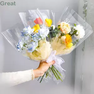 GREAT 50 Chiếc Giấy Bao Bì Bó Hoa, Túi Đựng Hoa DIY Chống Thấm Nước, Nhựa Trong Suốt Bao Bọc Hoa Ngày Lễ Tình Nhân