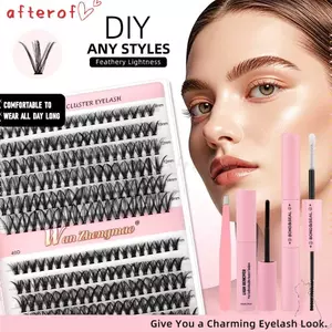 Lông mi giả AFTEROF, Chiều dài 8-16mm Nhìn tự nhiên Lông mi chồn giả, Ứng dụng dễ dàng Thiết kế cụm tóc Wispy Phong cách Thiết kế trái phiếu và con dấu Bộ mở rộng lông mi DIY Chăm sóc cá nhân