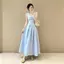 Mùa hè Pháp Phong cách dịu dàng ngọt ngào Slim-fit eo hẹp mỏng hơn Thiết kế màu trắng Niche Swing Collar Sling Dress Nữ
