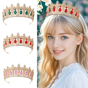 Cô Dâu Vương Miện Phụ Kiện Tóc Tiệc Cưới Baroque Kim Cương Giả Vương Miện Băng Đô Mũ Kéo Tóc