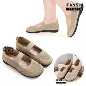 Giày đơn mũi vuông IFASIN, Giày đế bệt nữ thoáng khí rỗng, Đế mềm lưới thời trang Slip on Giày lười có thể gập lại Giày thường ngày dành cho nữ