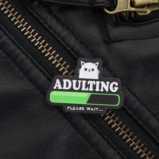 Adulting Loading Bar Mèo Trắng Dễ Thương Men Trâm Sarcastic Meme Huy Hiệu Cho Quần Áo Ba Lô Phụ Kiện Quà Tặng