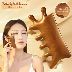 Lược massage đầu FAVORITEGOODS, Lược massage kinh tuyến cơ thể đa chức năng răng rộng, Năm răng giúp tuần hoàn máu Lược massage trị liệu bằng gỗ chống tĩnh điện Massage toàn thân