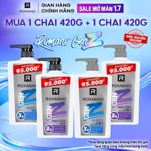 Tắm gội 2in1 / Dầu gội cho nam Romano Gen Z hương Sea Breeze/ Forest Cedar (420g x 2)