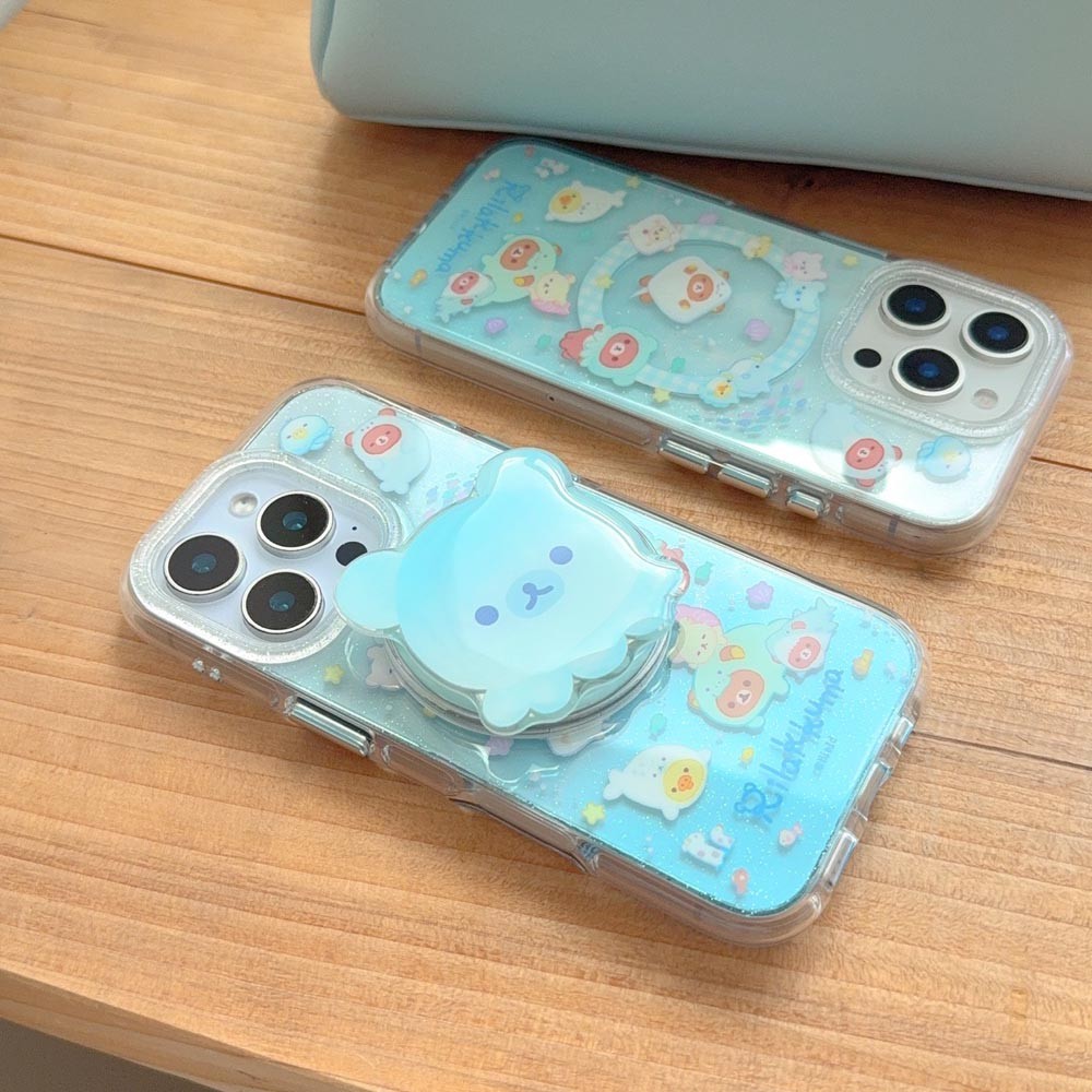 Ốp Lưng Cứng Tương Thích Với iPhone 13 14 14Pro 14ProMax 15 15Pro 15ProMax 16 16Pro 16ProMax Ốp Nam Châm Họa Tiết Gấu Đại Dương Trong Suốt