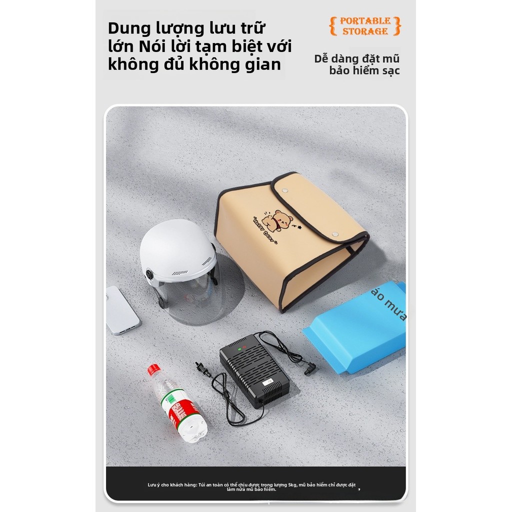 Túi Treo Xe Đạp Điện Chống Nước Dung Lượng Lớn, Đựng Sạc Áo Mưa Tiện Lợi, Phù Hợp Xe Điện