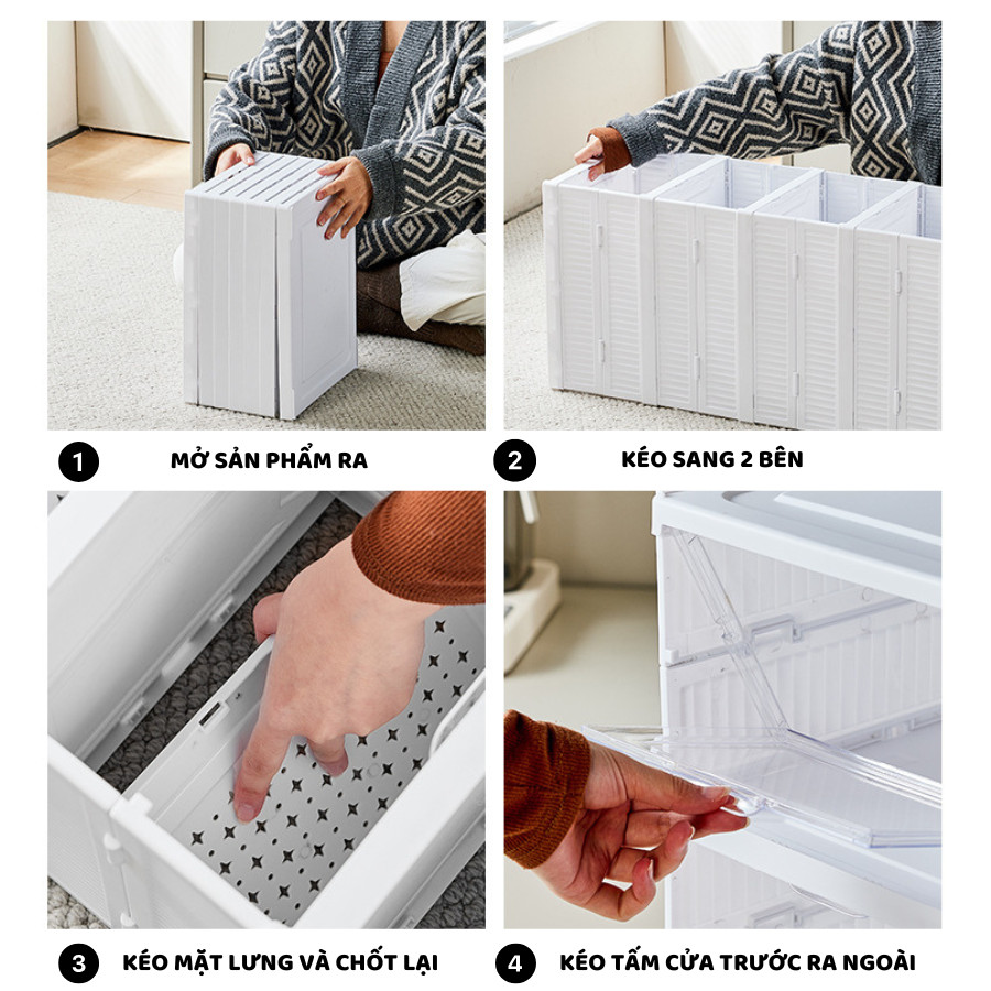 Hộp Đựng Giày Gấp Gọn ENODA HOME, Hộp Giày Trong Suốt Nhựa Cứng Cao Cấp Xếp Chồng Chắc Chắn HG010