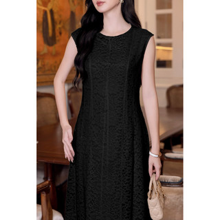 SWANLAKE | Váy Đầm Ren Nữ Suông Maxi Sát Nách Lót Thêu Hoa Dự Tiệc Công Sở Sang Trọng Cổ Tròn D12998
