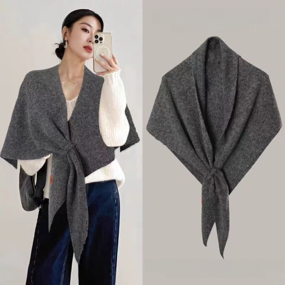 Khăn choàng dệt kim SNUGHOUSE, Khăn quàng tam giác màu trơn mềm mại, Quấn cổ dày mùa đông Khăn choàng len pha trộn ấm áp