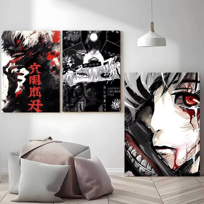 Poster nghệ thuật anime Tokyo Ghoul in canvas thích hợp cho mọi bức tường chống ẩm