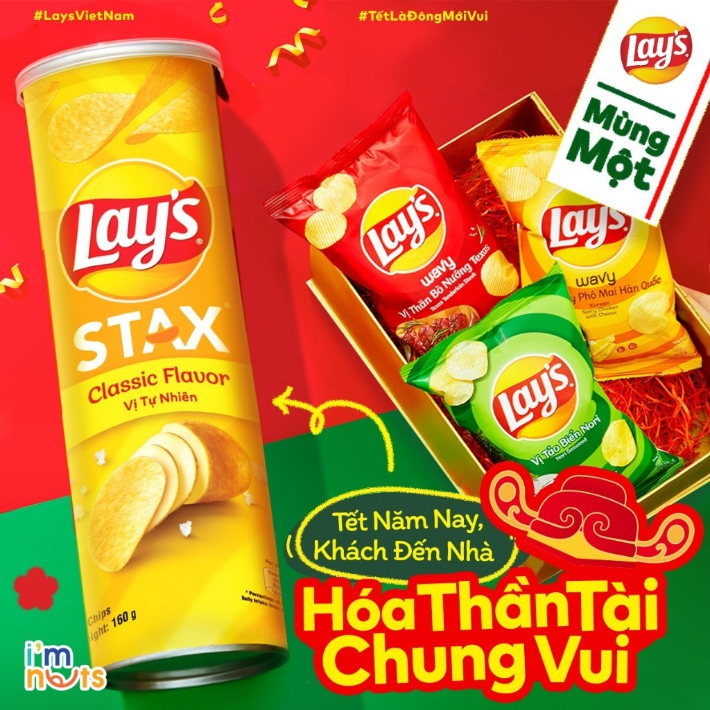 Snack Khoai tây Lays Stax đủ vị lon siêu to 145gram Date xa Đảm bảo chất lượng