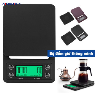 AIMVUKES Cân pha cà phê tiểu ly điện tử mini Cân điện tử nhà bếp mini Cân cà phê nhỏ giọt 0.1g - 5kg
