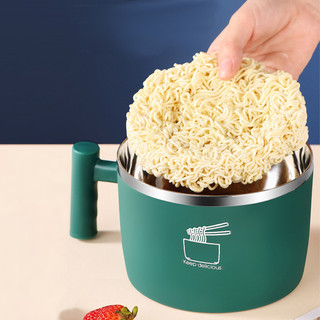 Bát Ramen Inox Dễ Thương Có Nắp 1000ml Mì Ăn Liền Có Tay Cầm Súp Ngũ Cốc Kawaii Chống bỏng Ký Túc Xá Sinh Viên