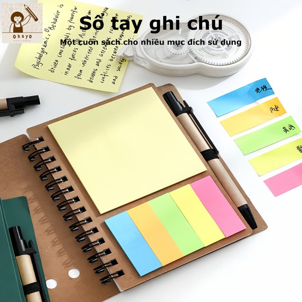 vở lò xo 6 nhóm giấy note,Sổ tay 60 dòng,Sổ tay cuộn đôi có bút tích ...