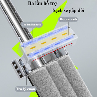 Cây Lau Đa Năng 3 Trong 1 Tự Vắt - Chất Liệu Hợp Kim Nhôm Bền Bỉ,Lau tất cả các sàn nhà
