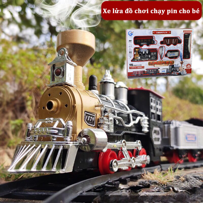 Xe Lửa đồ Chơi Chạy Pin Cho Bé, tàu lửa chạy trên đường ray, Đồ Chơi Lắp Ráp Đường Ray Kích Thích Sáng Tạo Cho Bé