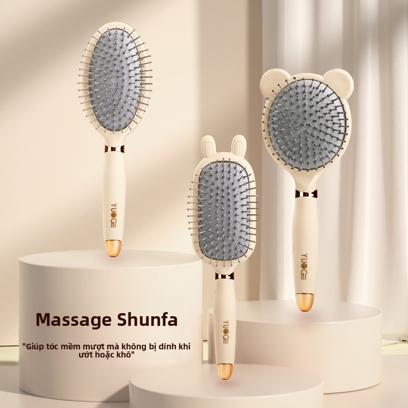 Lược Massage Đệm Không Khí- Lược Massage Da Đầu Chống Nhọn, Thích Hợp Cho Nữ Tóc Dài / Tóc Xoăn (Thiết Kế Dễ Thương) & - * &