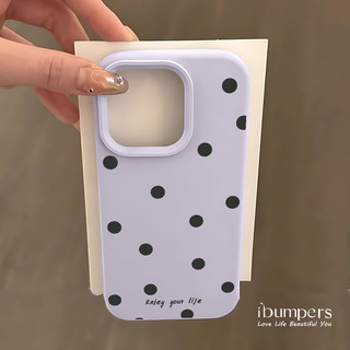 Ibumpers Thẩm Mỹ Đơn Giản Ốp lưng Chấm Bi Họa Tiết Cho iPhone 11 12 13 14 15 16 17 Pro Max Ốp Lưng Silicon Lỏng