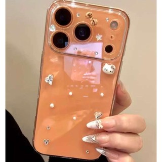 Ốp điện thoại hình mèo khoan ba chiều trong suốt sang trọng Thích hợp cho iPhone17 Pro Max 16 15 14 13 Pro Max Bảo vệ Camera chống sốc Vỏ cứng chống rơi