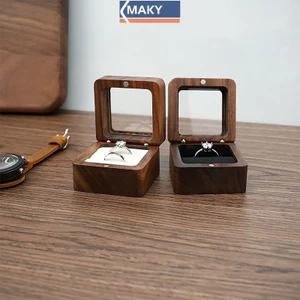 Onetimingcool Hộp Trang Sức Quả óc chó Gỗ Chắc Chắn Nhẫn Cưới Hộp Nhỏ Trang Sức Bảo Quản Bàn Top VN