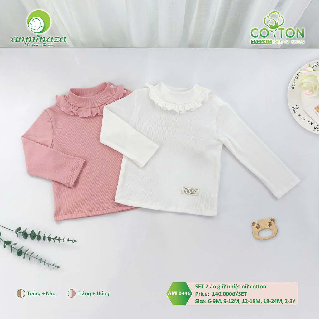 Set 2 Áo Giữ Nhiệt Bé Gái Vải Cotton Ấm Áp Giữ Nhiệt Tốt - Hàng Chính Hãng MIN0446