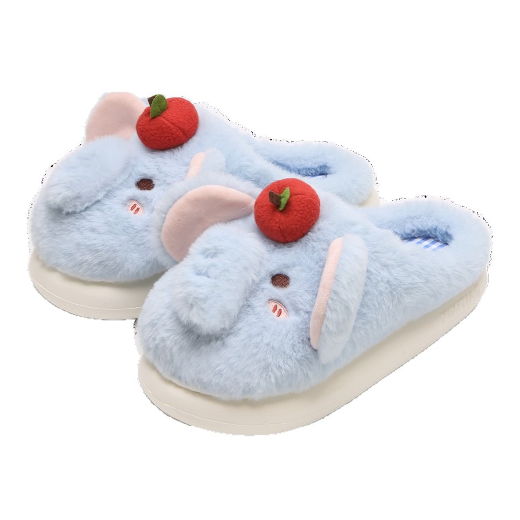 XIXITIAO Dép Cotton Đế Mềm Voi Dễ Thương Nữ Mùa Đông Thoải Mái Nhà