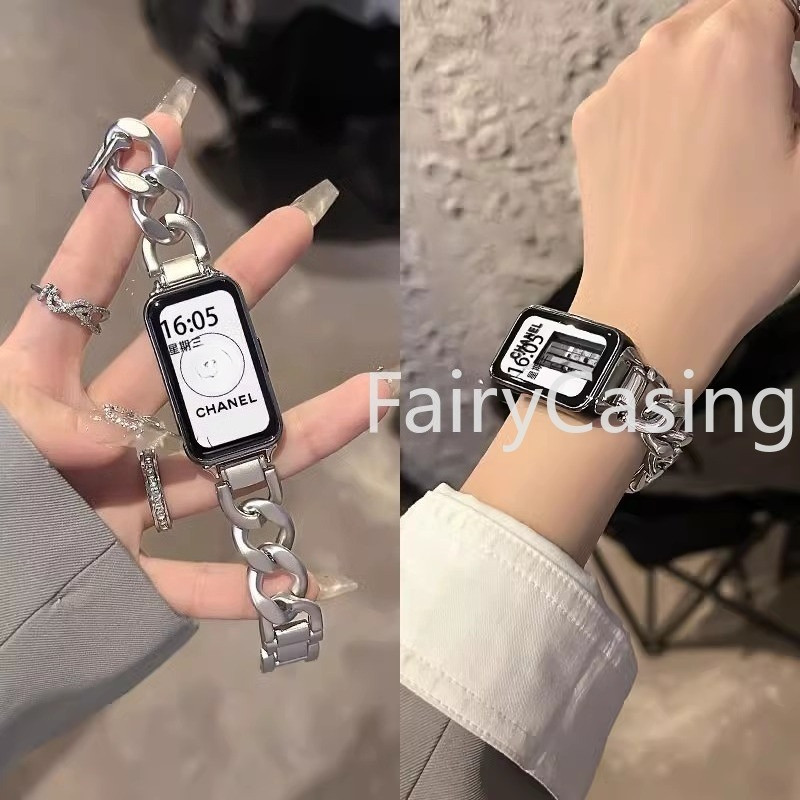 Dành Cho Huawei Band 11 10 9 8 Dây Đeo Bằng Thép Không Gỉ Correa Huawei Band 11pro Quyến Rũ Kim Loại Thay Thế Vòng Tay Phụ Kiện Watchband