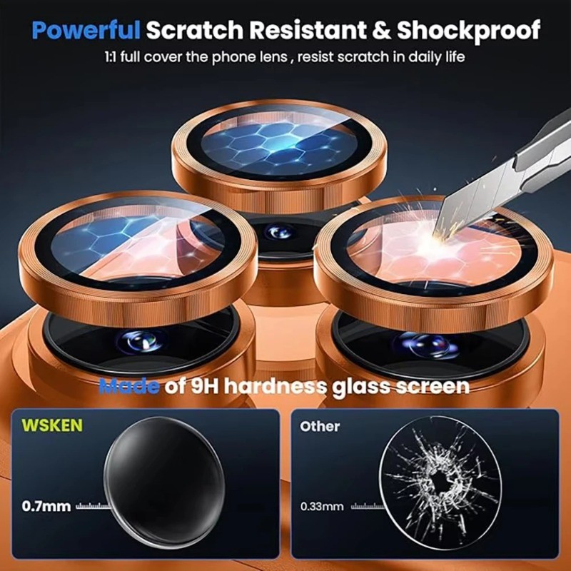 Hợp Kim Nhôm Định Vị Mắt Đại Bàng Ống Kính Phim Cho Apple iPhone 17 Pro Max Vòng Kim Loại Bảo Vệ Camera Cho iPhone 17Pro Max 17ProMax Điện Thoại Mặt Sau Ống Kính Kính Kính Chống Vân Tay