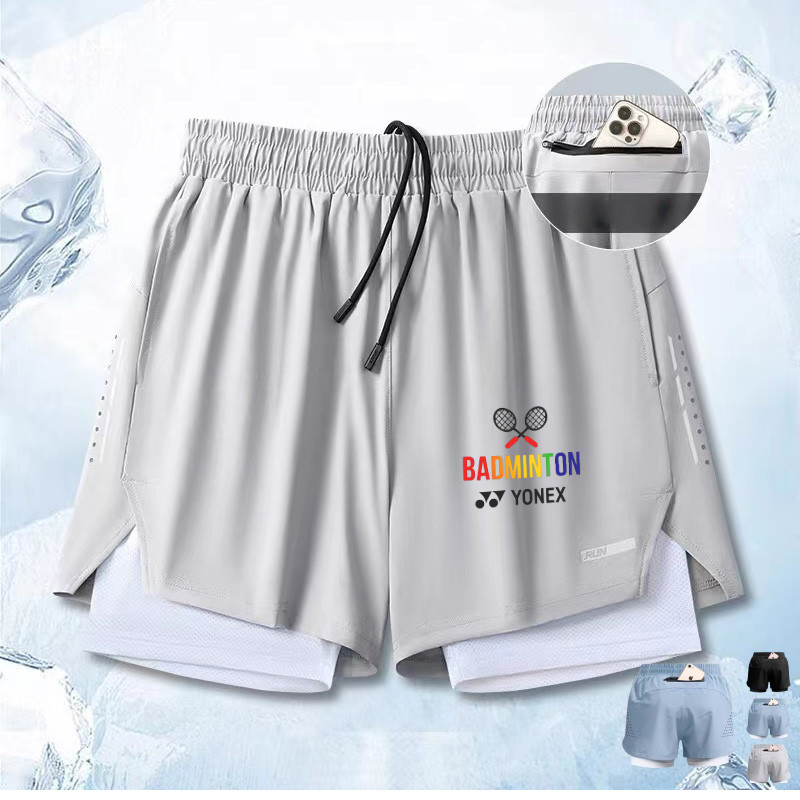 Quần short thể thao YONEX hai lớp cho nam nữ, lưới thoáng mát, phù hợp chạy bộ và tập luyện ngoài trời