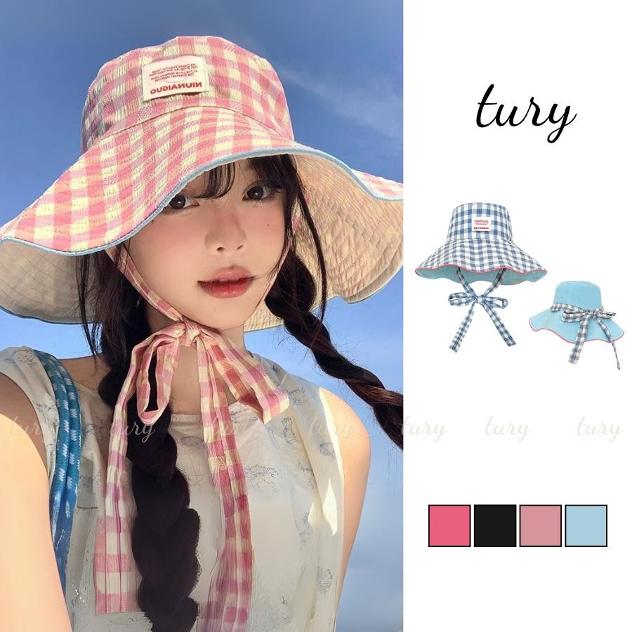 Mũ Tai Bèo Nữ Tury - Mũ nón che nắng vành dưới caro - NV073