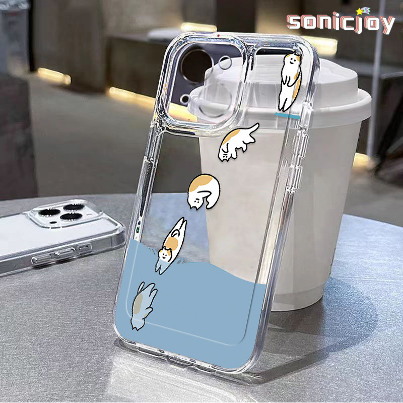 Ốp Điện Thoại Mèo Lặn Thích Hợp Cho IPhone 11 12 13 14 15 16 Pro Max X XR XS Max 7Plus 8Plus Ốp Silicon Trong Suốt Thời Trang-SY
