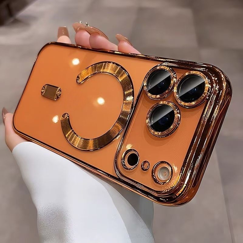 Ốp điện thoại từ tính mạ điện trong suốt sang trọng có màng ống kính Tương thích với iPhone 17 16 15 11 13 12 14 Pro Max Plus 17AIR Ốp lưng