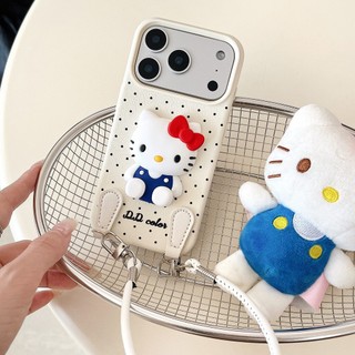 Hàn Quốc Hoạt Hình Dễ Thương 3D Silicone Mèo Kitty Da Mềm Wrsit Dây Đeo Ốp Lưng Điện Thoại iPhone 17Promax 17Pro 17 12 13 14 15 16 Pro Max 15Plus Chống Sốc Nữ Di Động