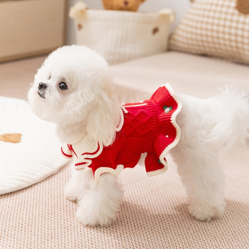 【Ready Stock】 Dog Clothes Thick Warm Sweater Knitwear for Autumn and Winter Teddy Cat Clothes Small and Medium-Sized Dogs Pet Clothes AfC4