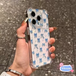 Ốp Điện Thoại Bốn Góc Nơ Màu Xanh Hoạt Hình Cho iTel A80 A70 A60 A58 A50 A50C A49 A48 A37 A35 A33 A25 Pro A05S A04 4G 5G Vỏ Mềm Trong Suốt Chống Sốc Hoa