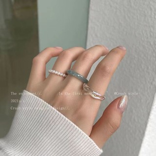 Bộ nhẫn ngọc trai acrylic phong cách Hàn Quốc retro đơn giản cho nữ