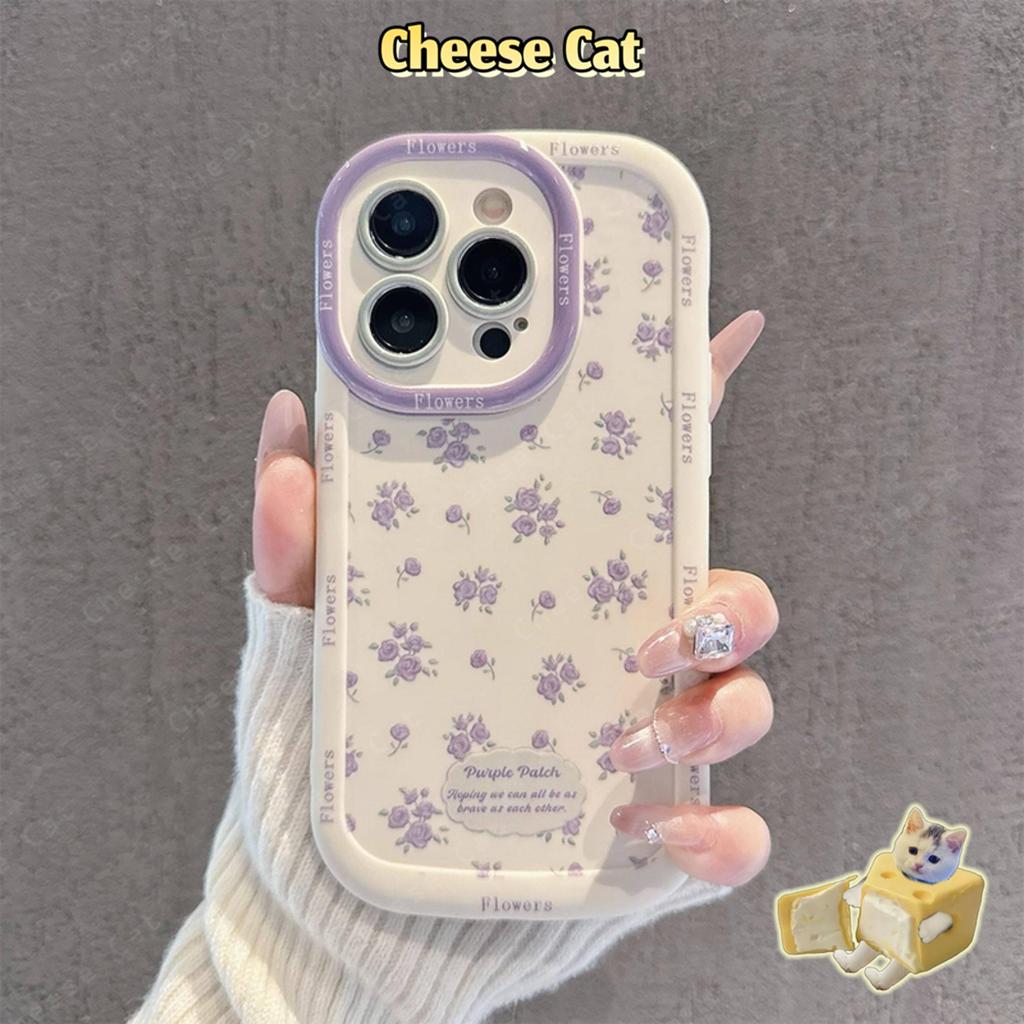 Ốp điện thoại dây nylon hình hoa màu tím cho iPhone 14 15 16 17 Pro Max 11 12 13 Pro 7 Plus Xs Max XR